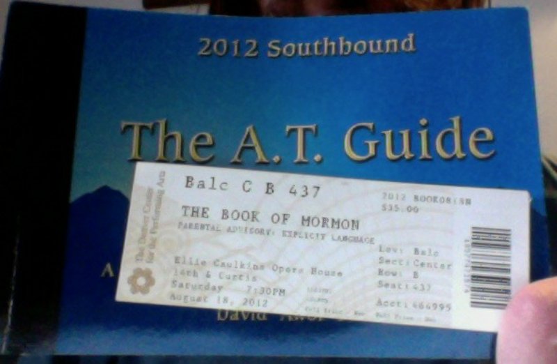 Photo of Book of Mormon ticket and guide cover